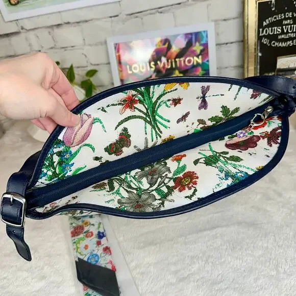 Gucci Flora GG Vintage Large Shoulder Bag tote Good USED with scarf RARE. GIFT! - Picture 5 of 16